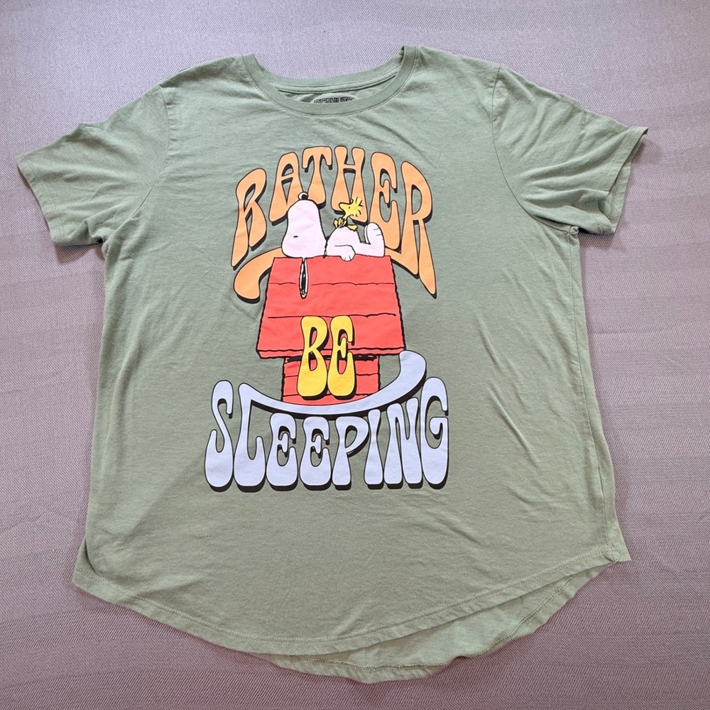 Peanuts Snoopy Rather Be Sleeping Graphic T-Shirt Green 3XL LT12309LC 2593